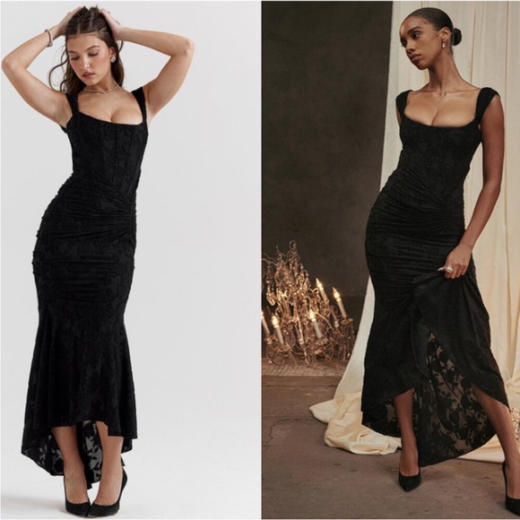 House of CB Dresses & Skirts - NWOT HOUSE OF CB Cesca Black Corset Floral Maxi Dress